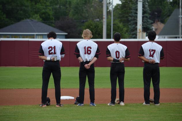 Wisconsin Rapids Rafters line up for the National Anthem