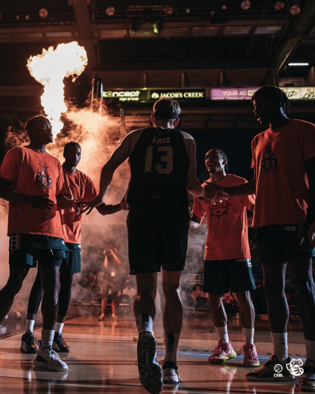 Sebastian Aris of the Saskatchewan Rattlers enters the court