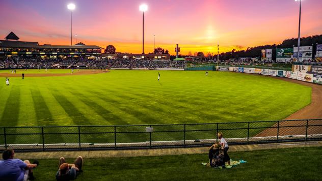 Sunset at ShoreTown Ballpark, home of the Jersey Shore BlueClaws