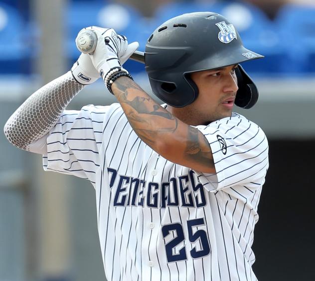 Outfielder Everson Pereira with the Hudson Valley Renegades
