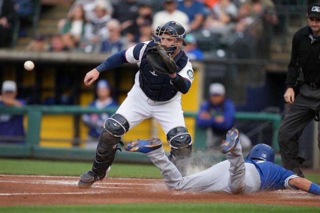 Catcher Brian O'Keefe of the Tacoma Rainiers in action