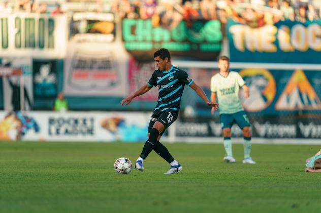 Colorado Springs Switchbacks FC midfielder Steven Echeverria against San Diego Loyal SC