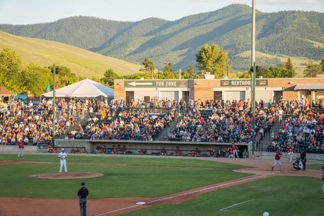 A big crowd watches the Missoula PaddleHeads at Ogren Park at Allegiance Field