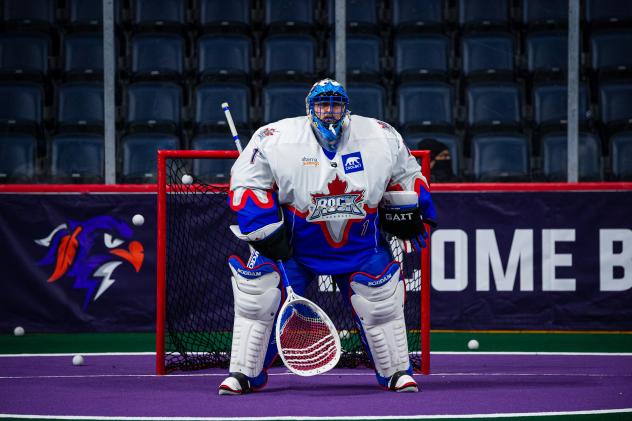 Goaltender Riley Hutchcraft with the Toronto Rock