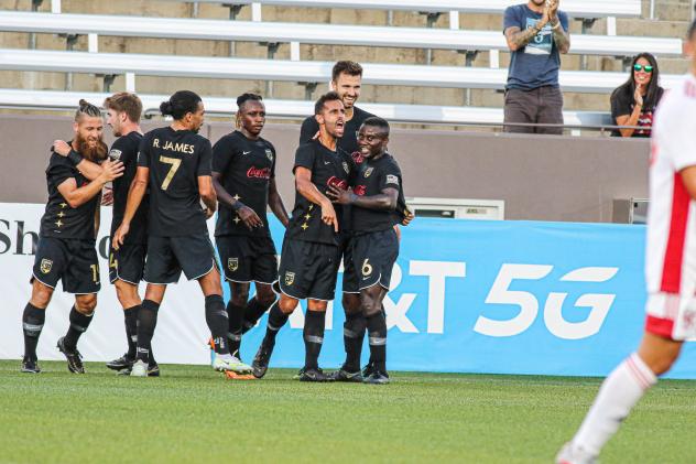 Birmingham Legion FC midfielder Bruno Lapa celebrates a goal