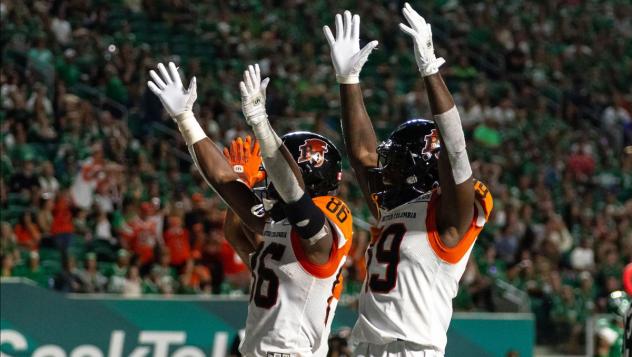 B.C. Lions receivers Jevon Cottoy and Dominique Rhymes