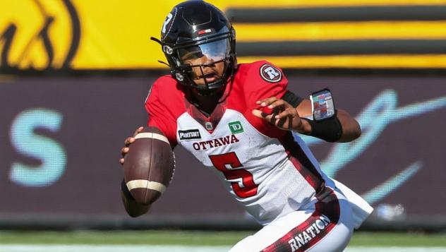 Ottawa RedBlacks quarterback Caleb Evans