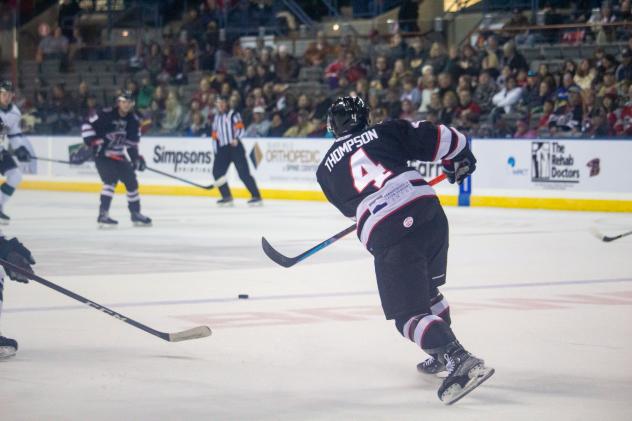 Defenseman Tristan Thompson with the Rapid City Rush