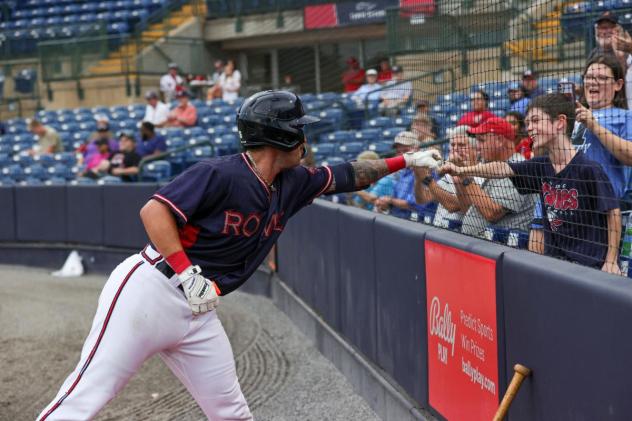 Rome Braves player greeting a afn