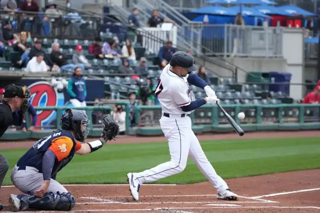 Evan White of the Tacoma Rainiers in action