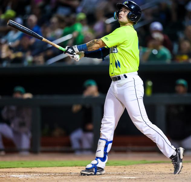 Columbia Fireflies' Carter Jensen at bat