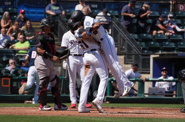 Erick Mejia and Mason McCoy of the Tacoma Rainiers