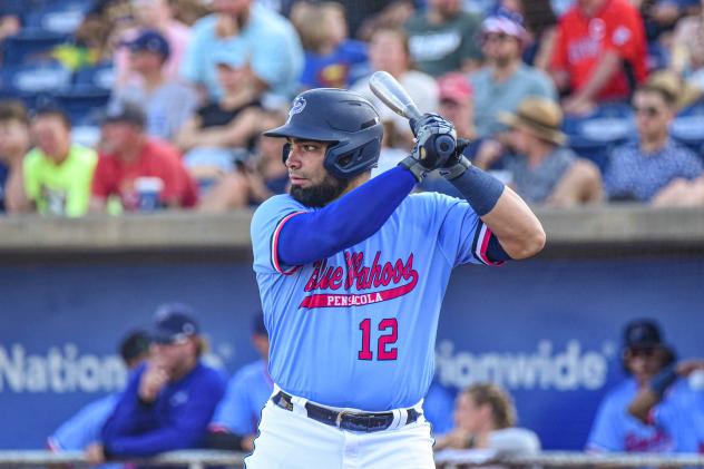 Pensacola Blue Wahoos' Norel González in action