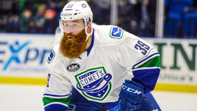 Defenseman Colton Saucerman with the AHL's Utica Comets