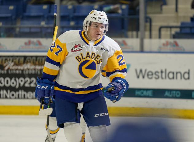 Forward Kyren Gronick with the Saskatoon Blades