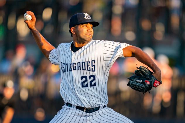 RHP Yoendrys Gomez with the Hudson Valley Renegades