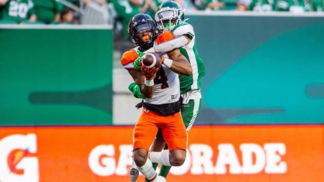 Saskatchewan Roughriders defend against the B.C. Lions