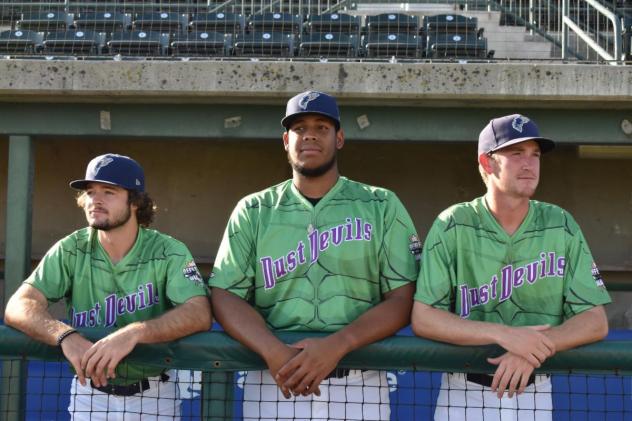 Tri-City Dust Devils in their Hulk jerseys