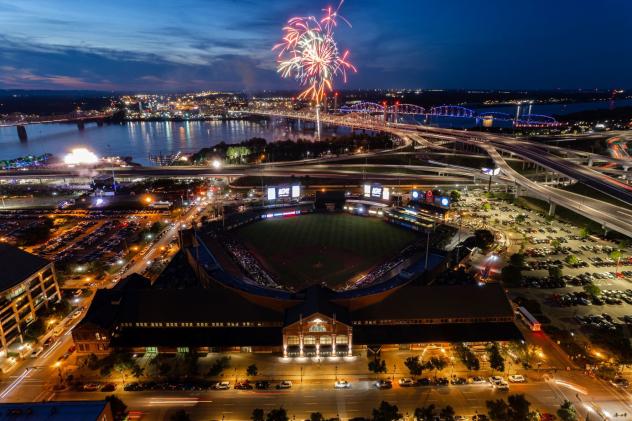 Fireworks over Louisville Slugger Field, Home of the Louisville Bats