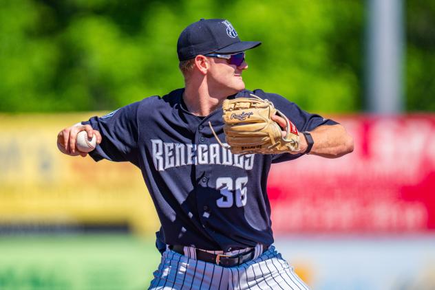 Infielder Tyler Hardman with the Hudson Valley Renegades