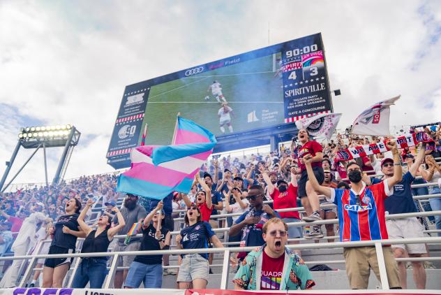 Fans cheer on the Washington Spirit