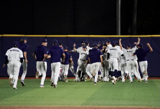 Pensacola Blue Wahoos celebrate win