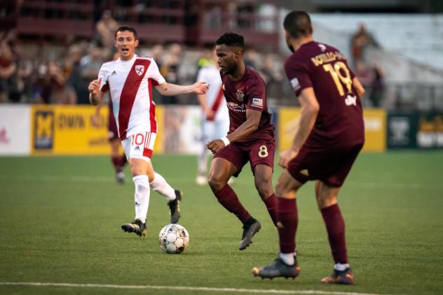 Detroit City FC Cyrus Saydee in action