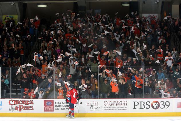 Lehigh Valley Phantoms fans cheer on the team