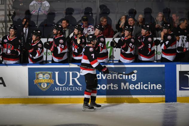 Belleville Senators' Viktor Lodin greets team