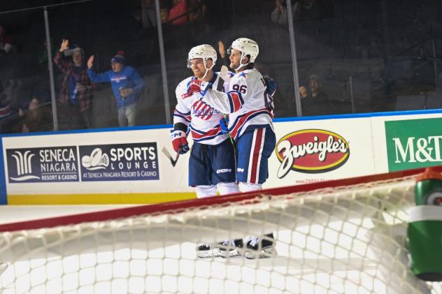 Rochester Americans' Anders Bjork celebrates win