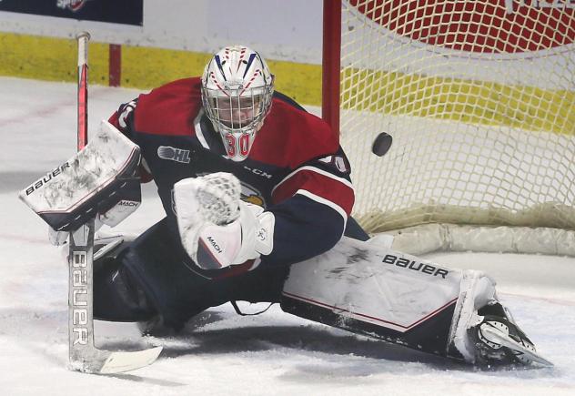Saginaw Spirit's Tristan Lennox in action
