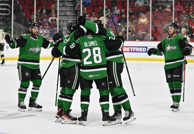 Texas Stars' Matej Blumel celebrates win