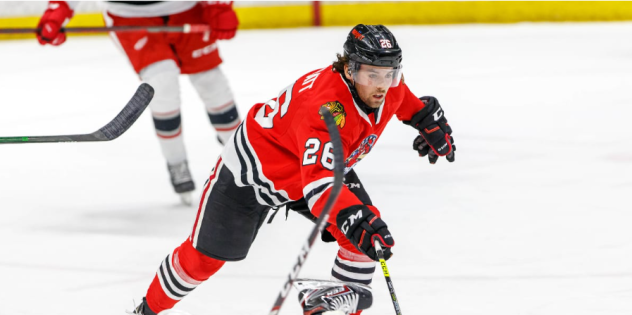 Forward Evan Barratt with the Rockford IceHogs