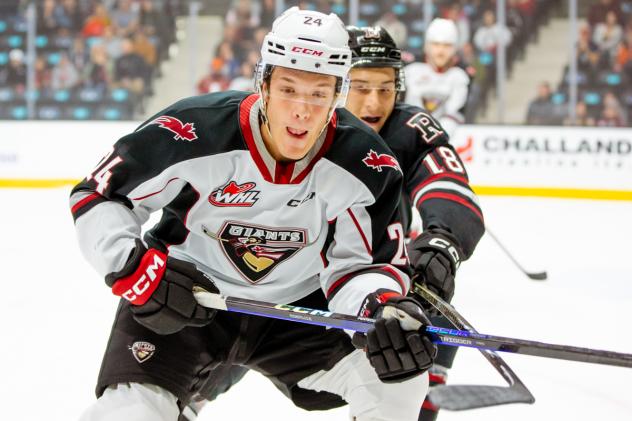Vancouver Giants' Brenden Pentecost versus Red Deer Rebels' Jace Isley