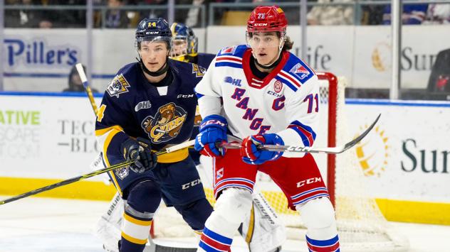 Kitchener Rangers' Bode Stewart in action