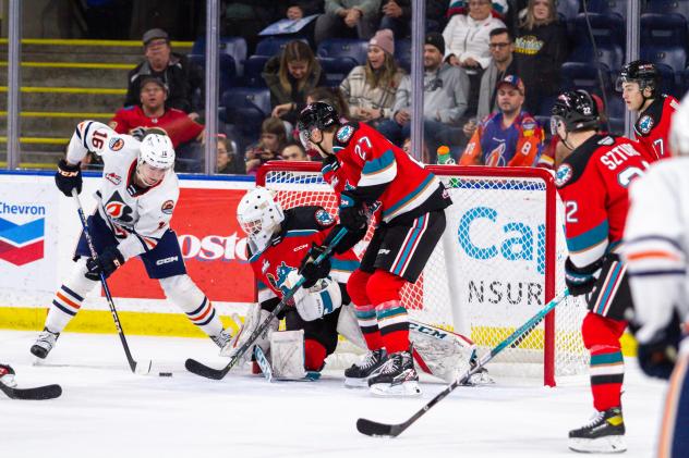 Kelowna Rockets in action against the Kamloops Blazers