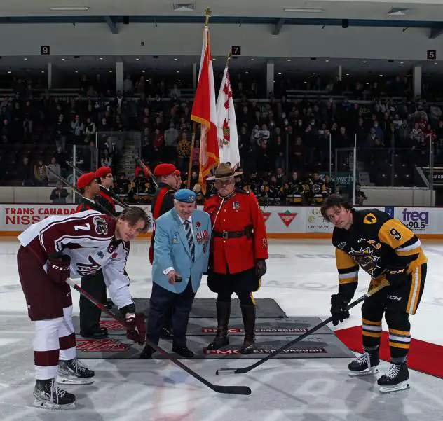Peterborough Petes' Hudson Wilson and Hamilton Bulldogs' Logan Morrison