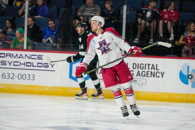 Allen Americans' Jackson Leppard on the ice