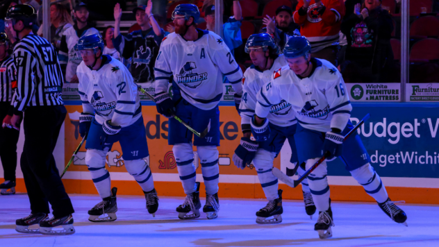 Wichita Thunder after a goal