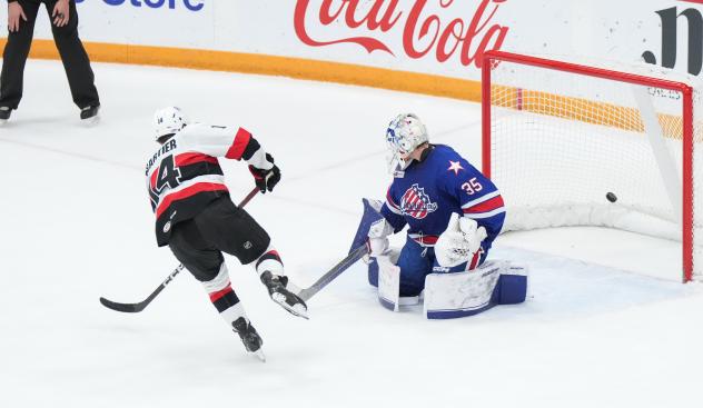 Belleville Senators' ROURKE CHARTIER versus Rochester Americans' BECK WARM