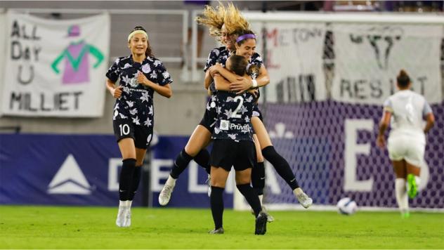 Racing Louisville FC celebrates a goal