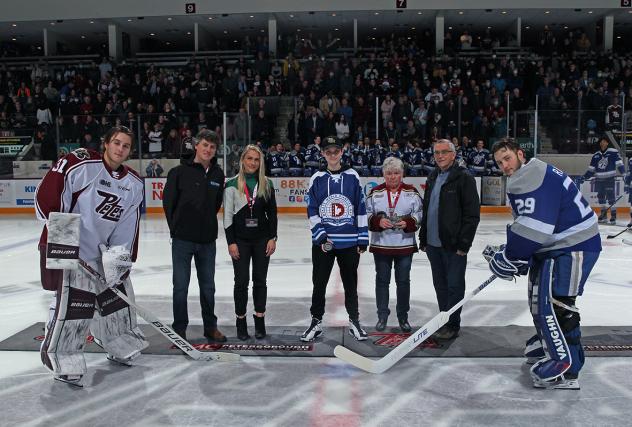 Peterborough Petes' Michael Simpson and Sudbury Wolves' Joe Ranger on game day