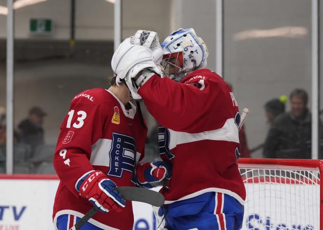 Laval Rocket's Nicolas Beaudin And Cayden Primeau Celebrate Win