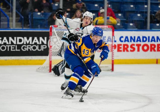 Saskatoon Blades' Justin Lies in action