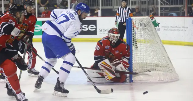 Wichita Thunder forward Stefan Fournier eyes the goal