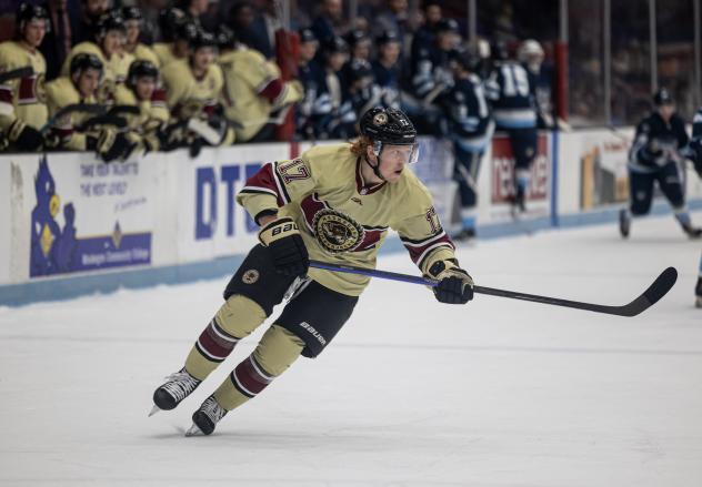 Forward Tyler Hotson with the Muskegon Lumberjacks