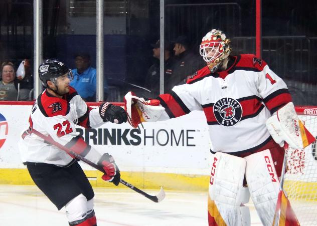 Rapid City Rush's Matt Marcinew and Daniil Chechelev