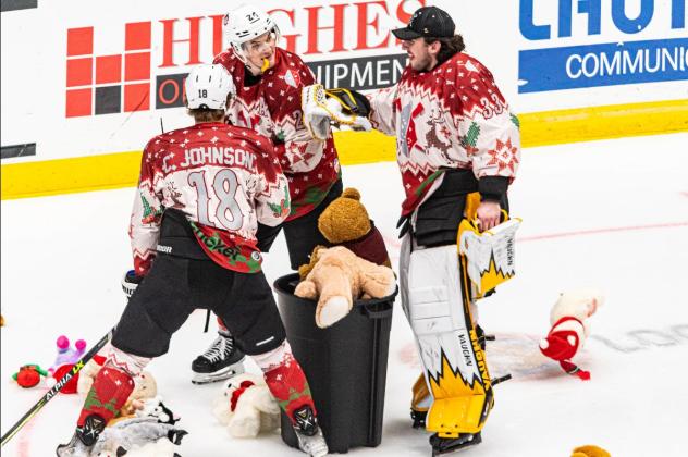 Wheeling Nailers collect stuffed animals