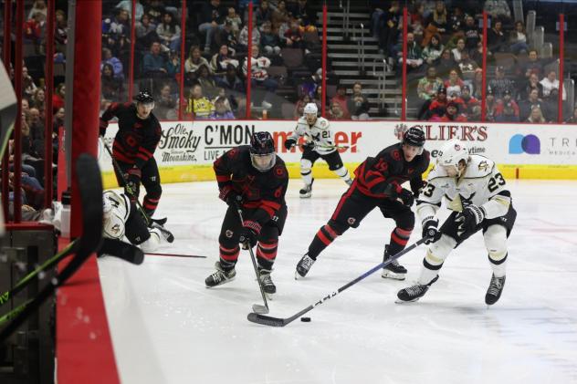 Wheeling Nailers' MATT ALFARO in action versus the Cincinnati Cyclones