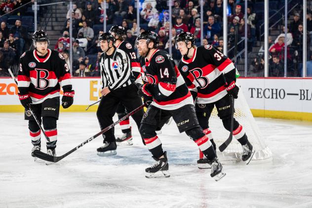 Belleville Senators' Angus Crookshank, 	Rourke Chartier and Lassi Thomson on game day